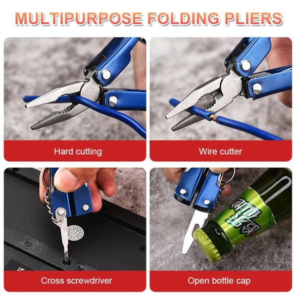 8 in 1 Heavy Quality Stainless Steel Multifunctional Mini Folding Pliers